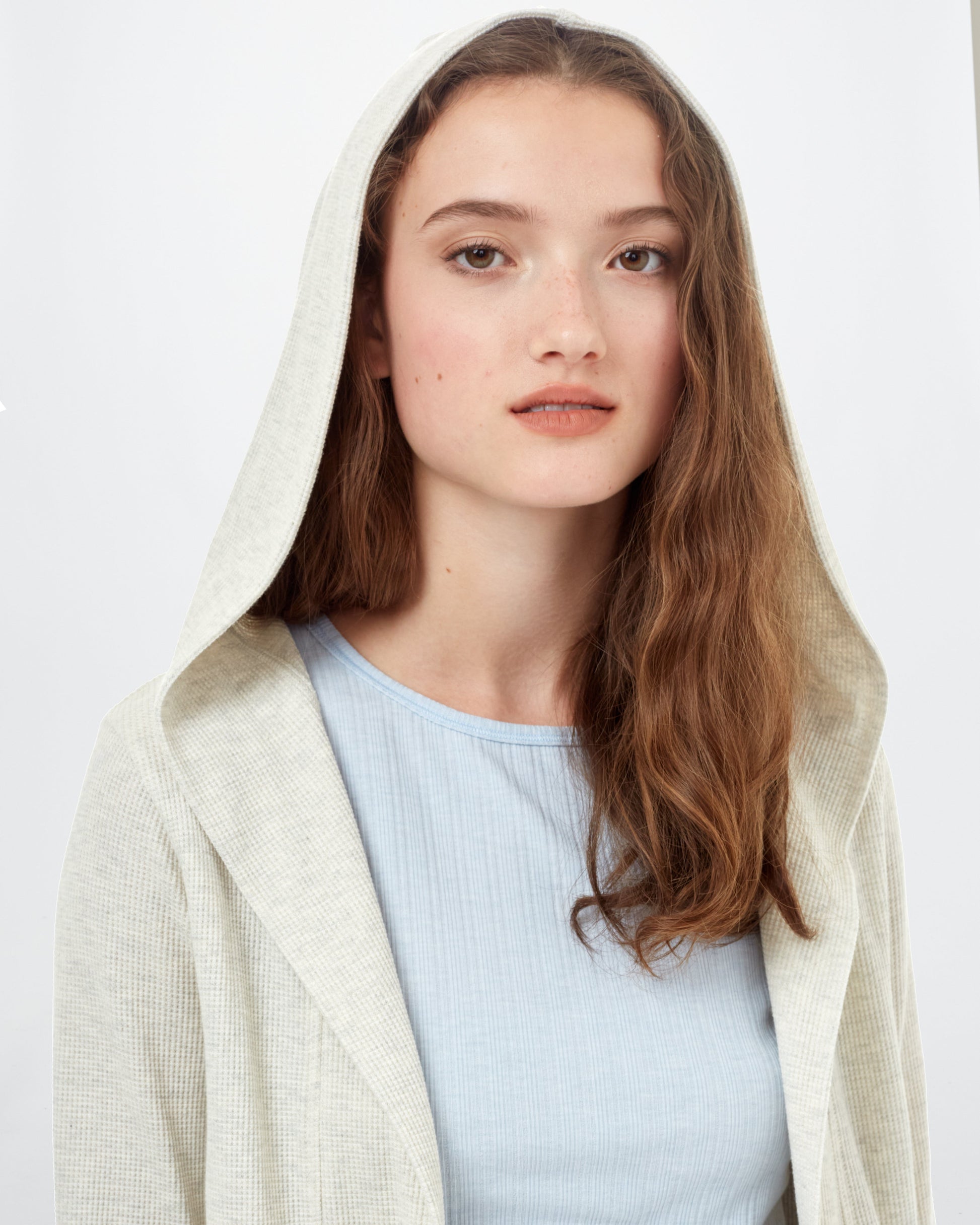 White Women's Longsleeve Hooded Cardigan