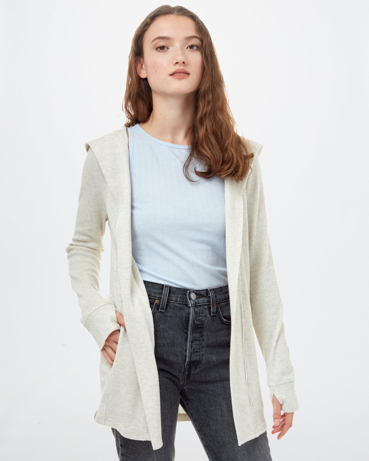 White Women's Longsleeve Hooded Cardigan