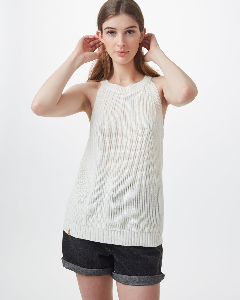 White Women's Knit Halter Neck Top