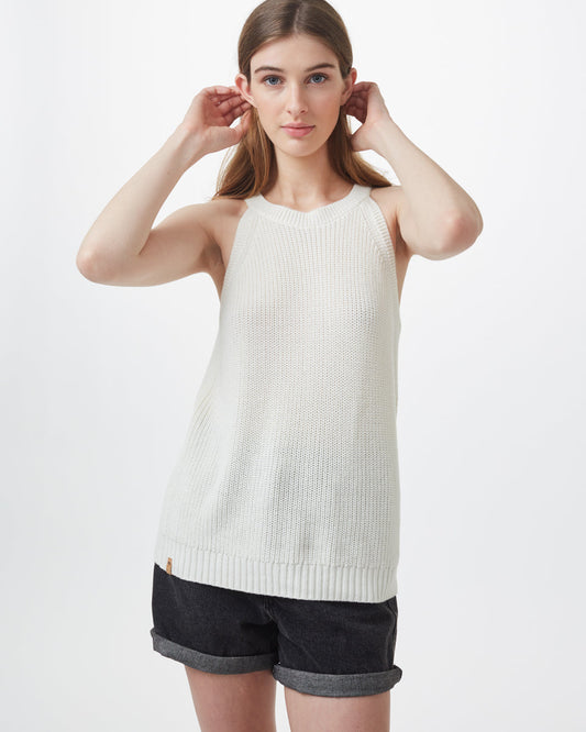 White Women's Knit Halter Neck Top