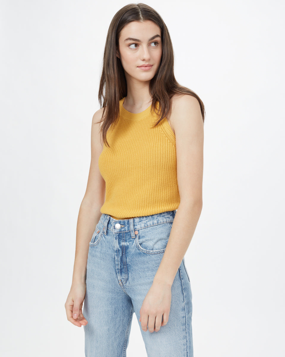 Yellow Women's Knit Halter Neck Top