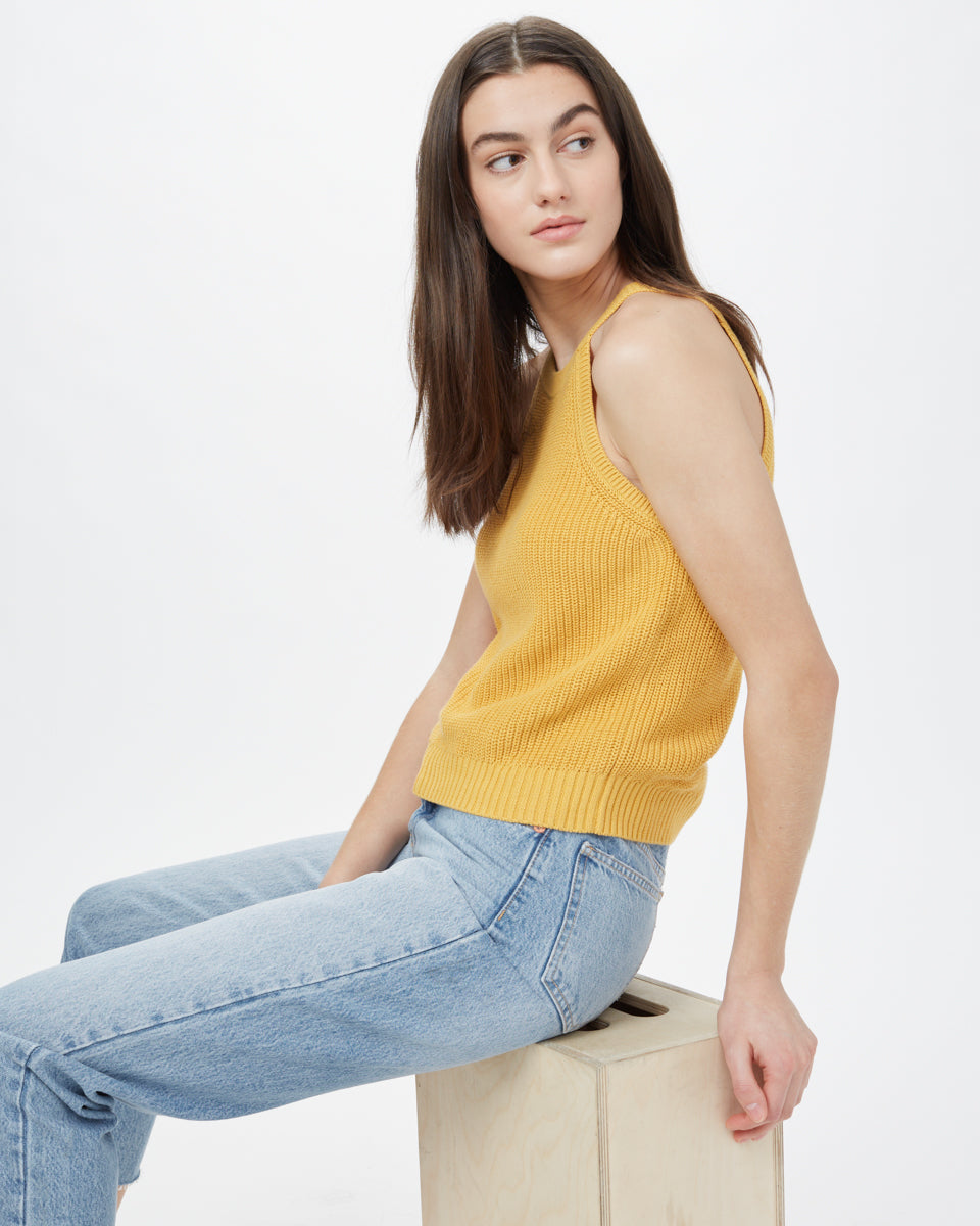 Yellow Women's Knit Halter Neck Top