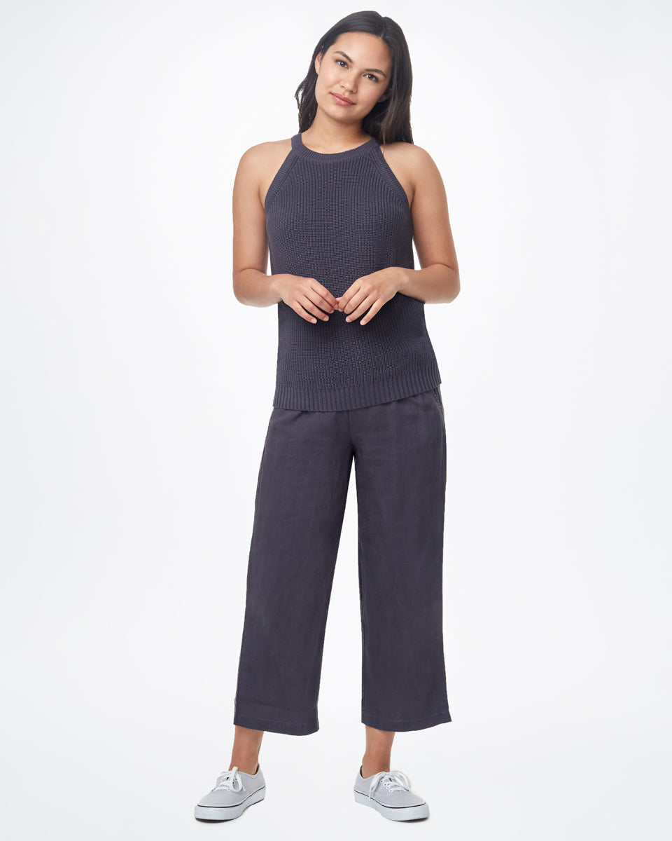 Gray Women's Knit Halter Neck Top