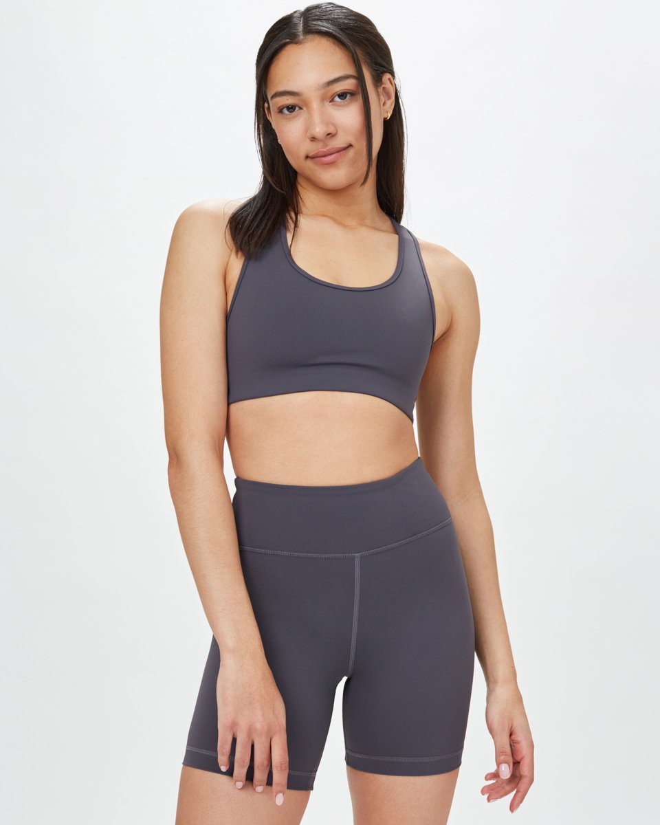 Gray Women's Recycled Mesh Sports Bra Top