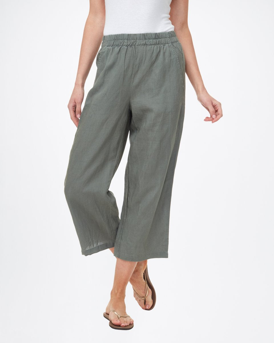 Green Women's Cropped Wide Leg Trousers
