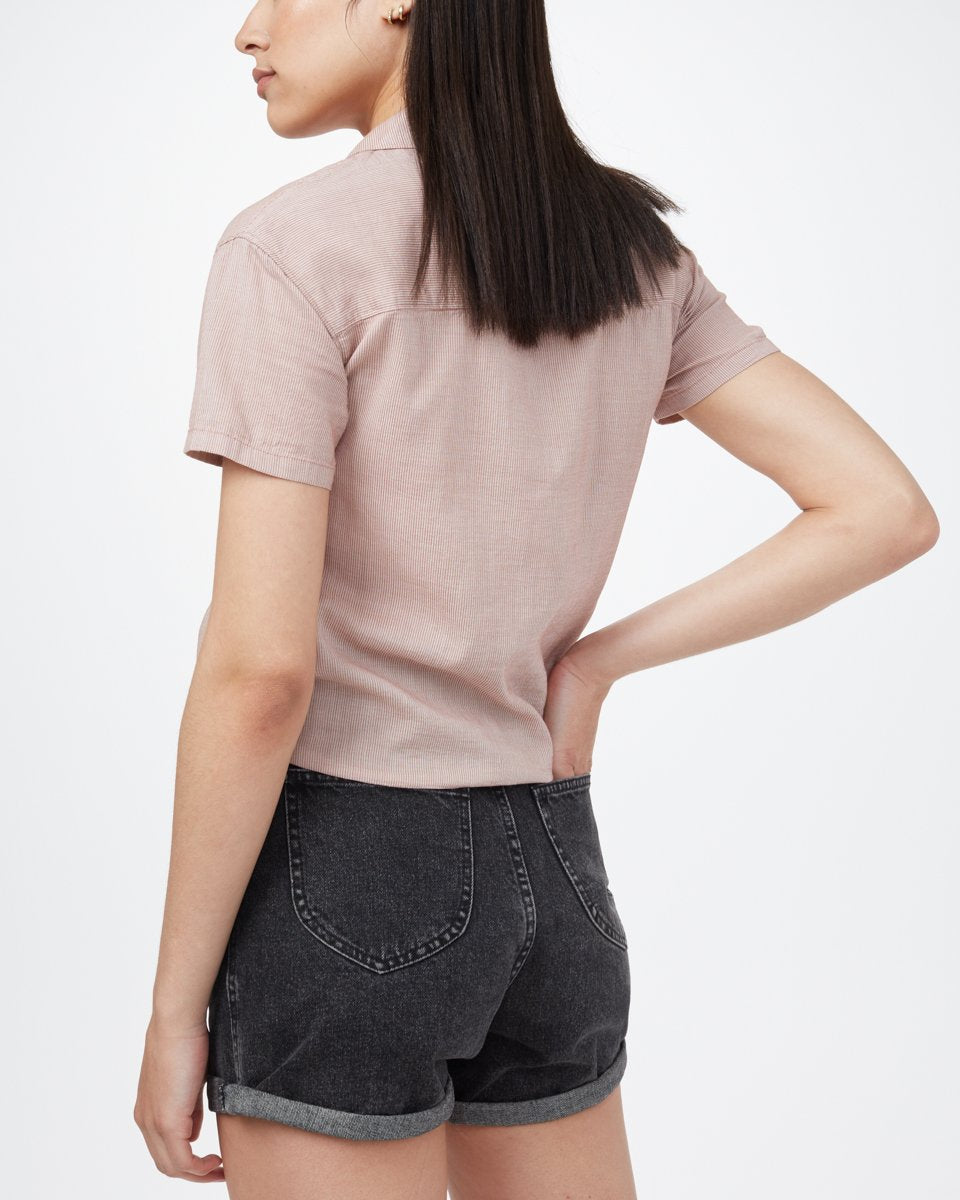 Pink Women's Tie Front Blouse Shirt