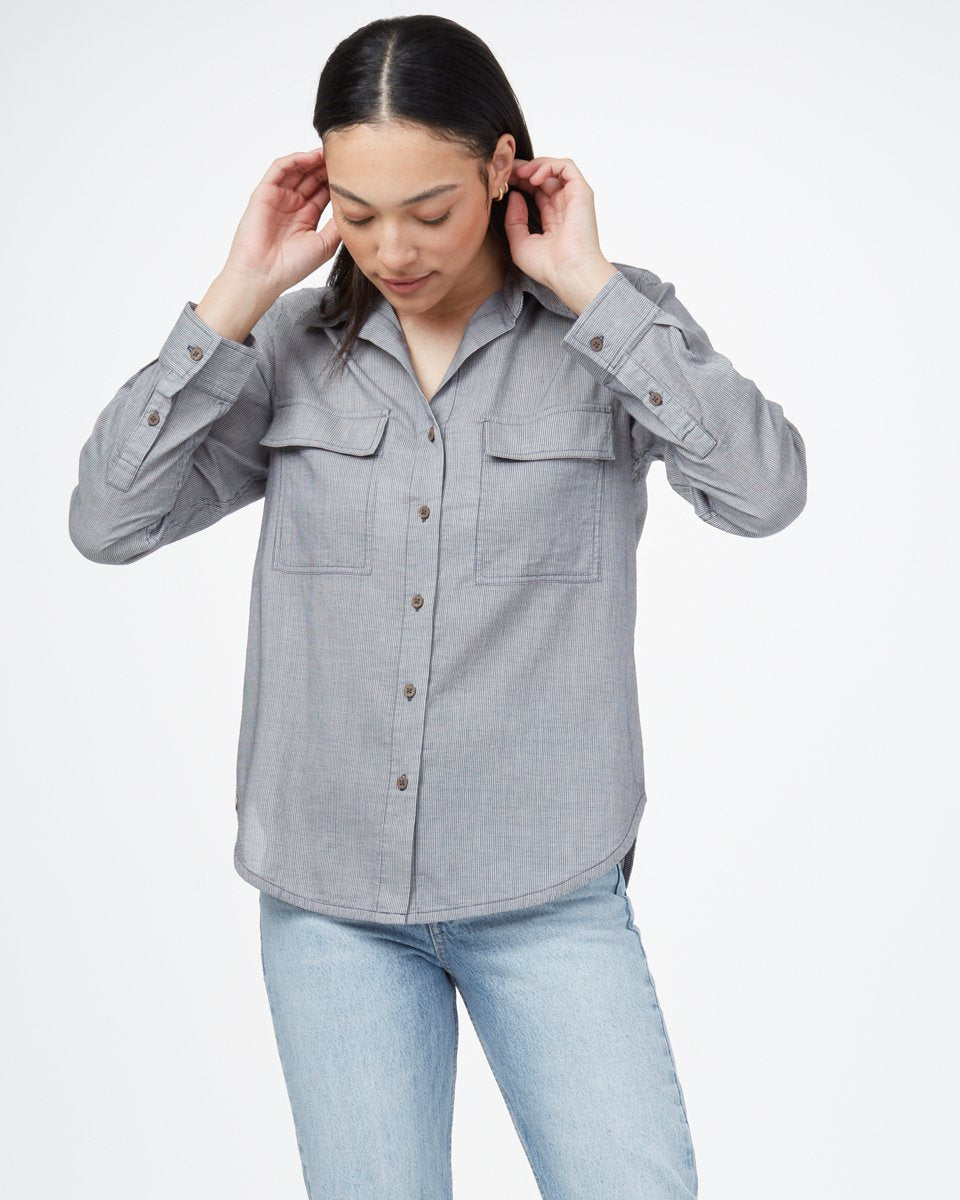 Blue Women's Organic Cotton Button-Up