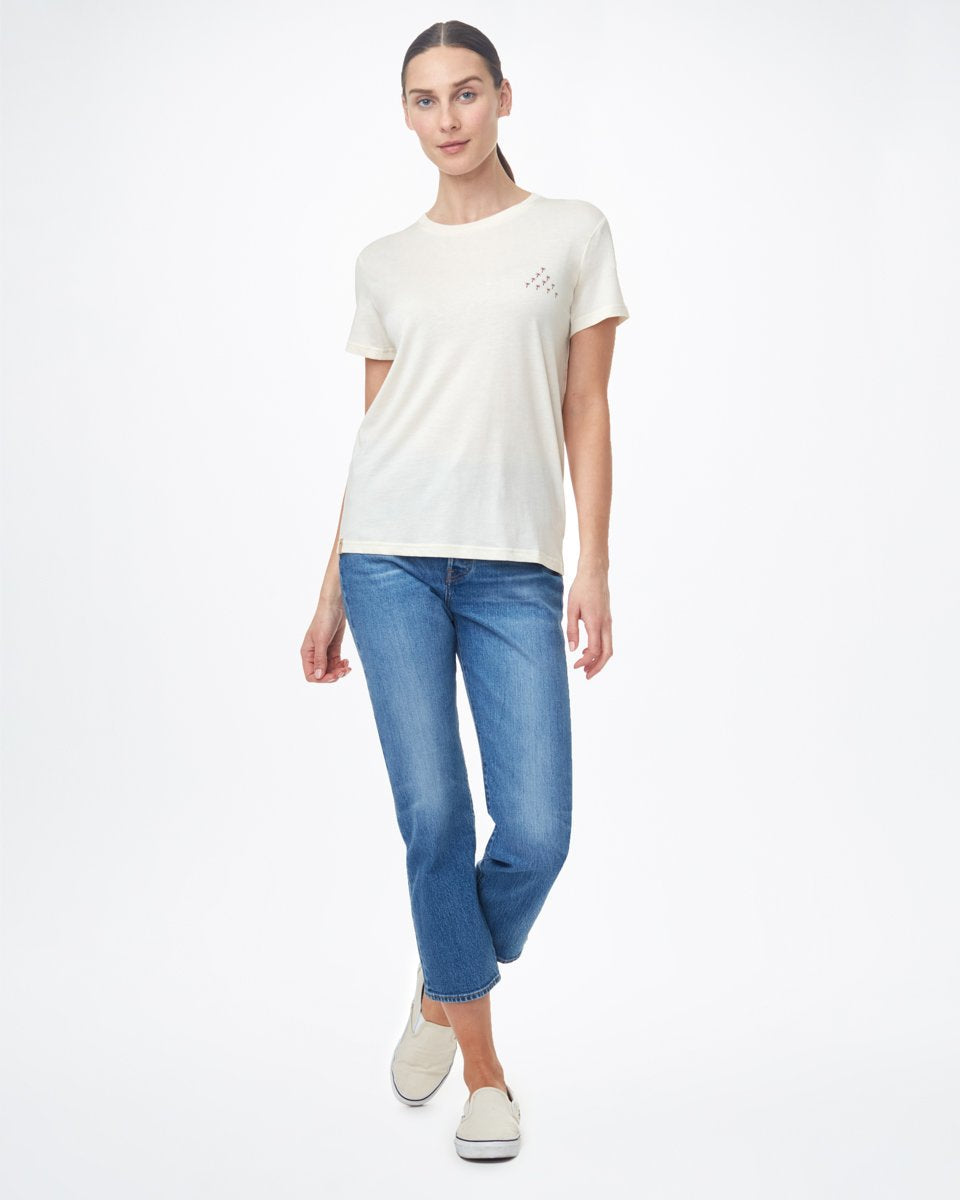 White Recycled Crew Neck Graphic Tee