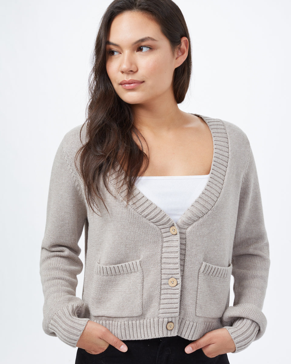 Brown Women's Knit Button Cardigan Sweater