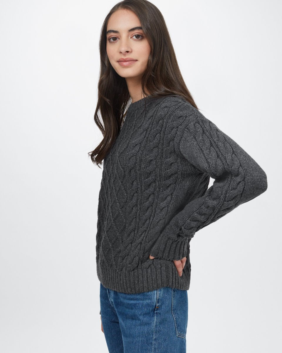 Blue Women's Knit Wool Ribbed Jumper