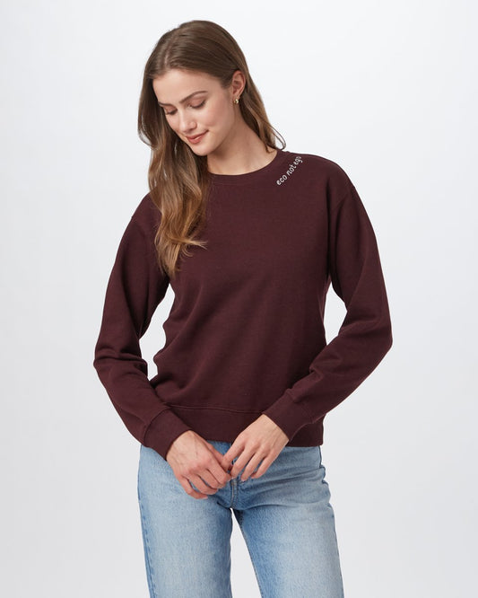 Red Women's Embroidered Crew Neck