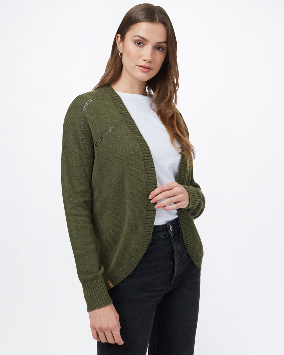 Green Women's Organic Cotton Knit Cardigan