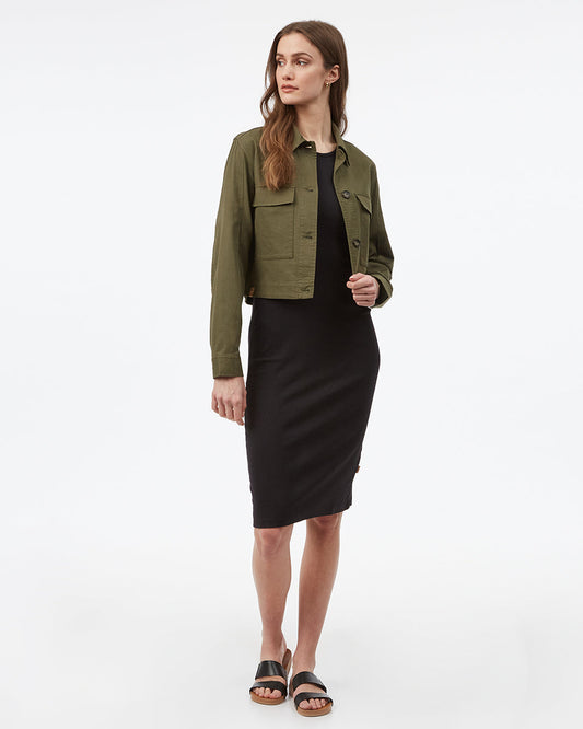 Green Women's Cropped Collared Jacket