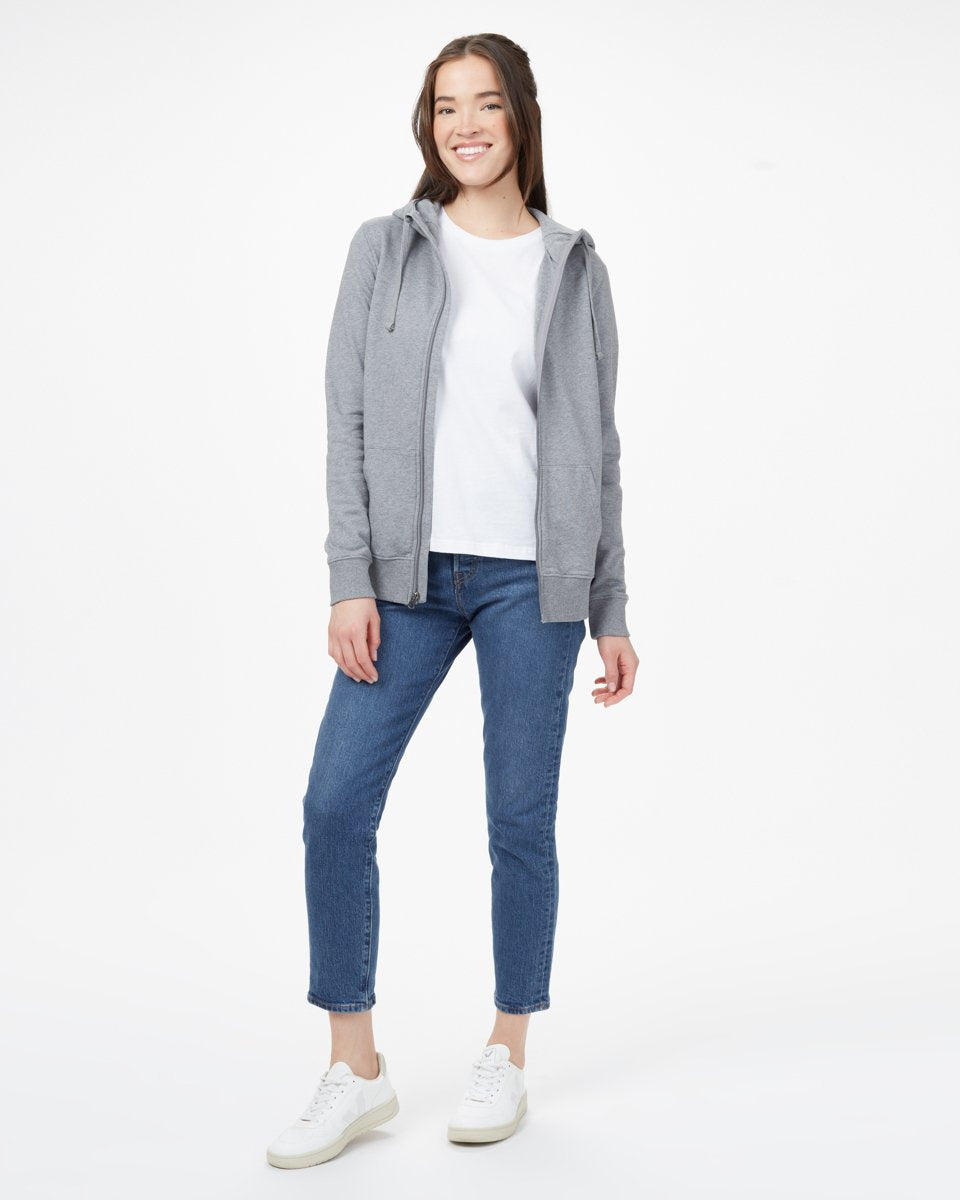 Gray Women's Organic Cotton Hooded Zip-Up