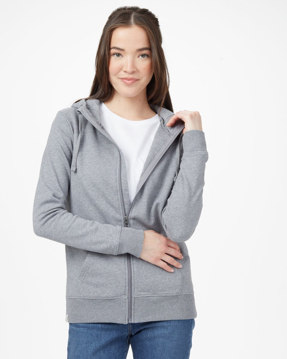 Gray Women's Organic Cotton Hooded Zip-Up