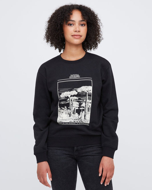 Black Women's Graphic Crew Neck