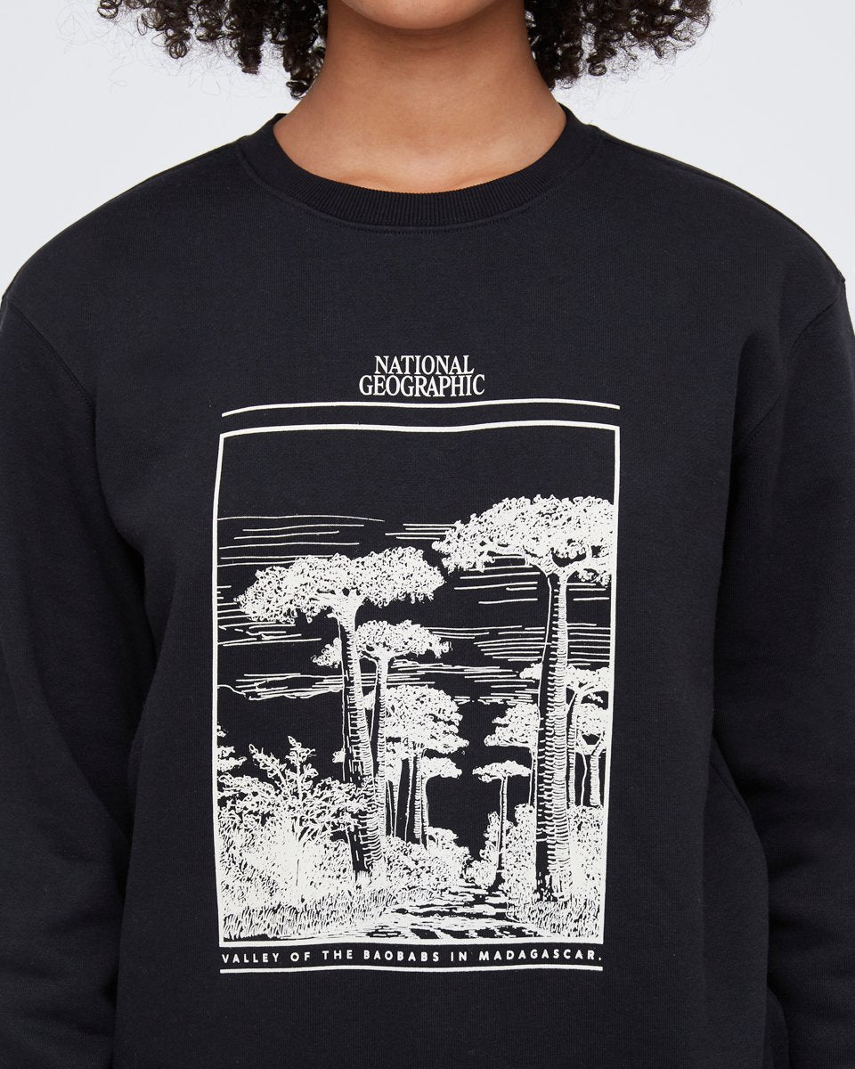 Black Women's Graphic Crew Neck