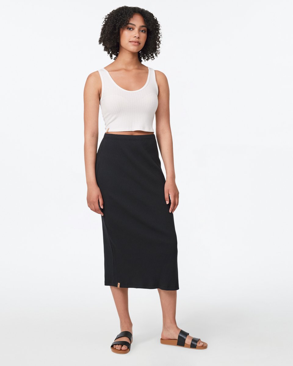 Black Women's High-Rise Midi Skirt