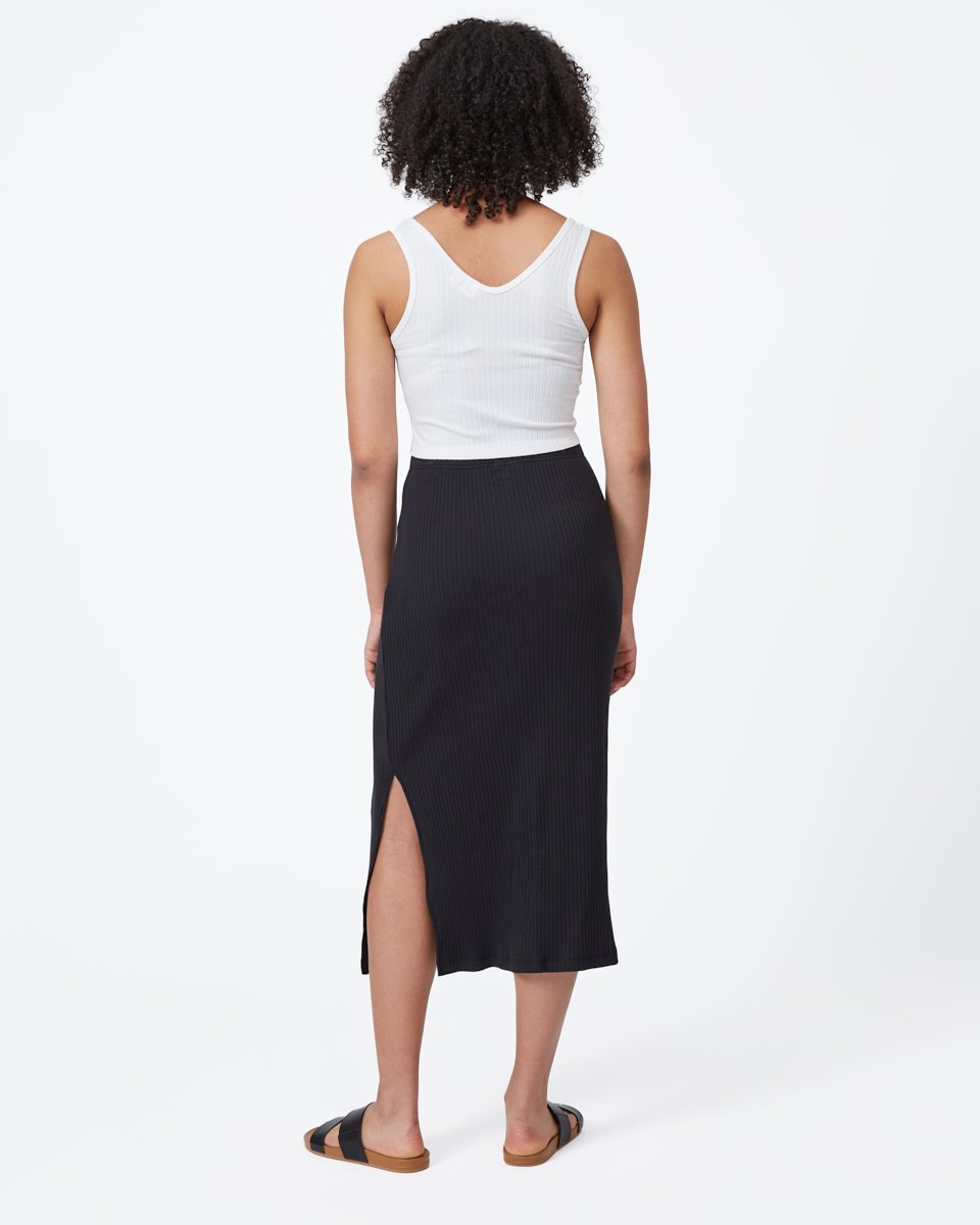 Black Women's High-Rise Midi Skirt