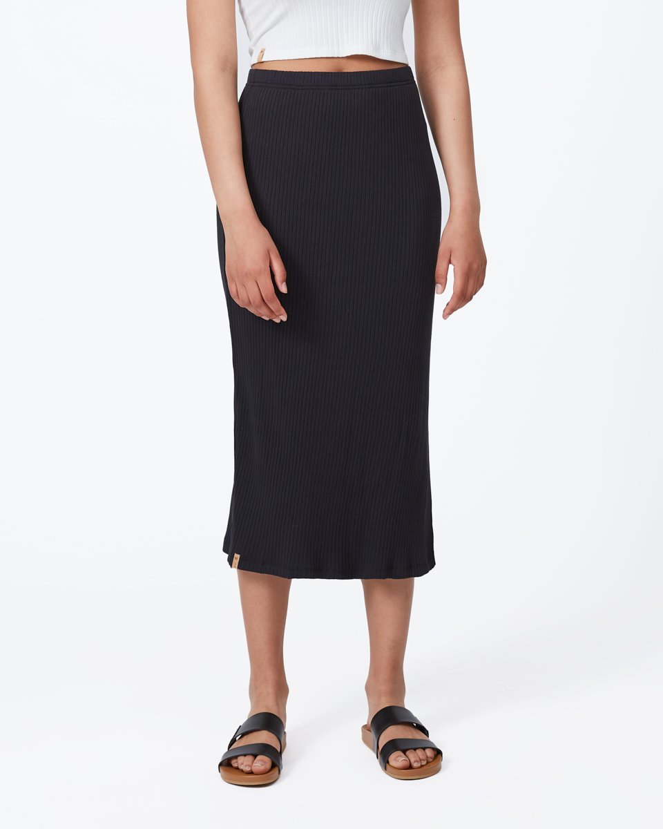 Black Women's High-Rise Midi Skirt