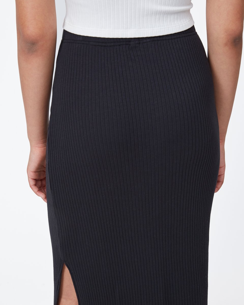 Black Women's High-Rise Midi Skirt