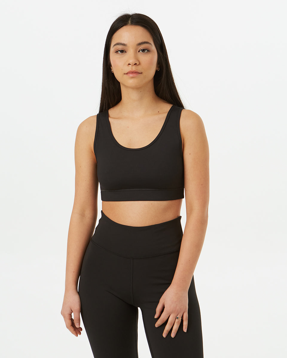 Black Women's Double Scoop Sports Bra