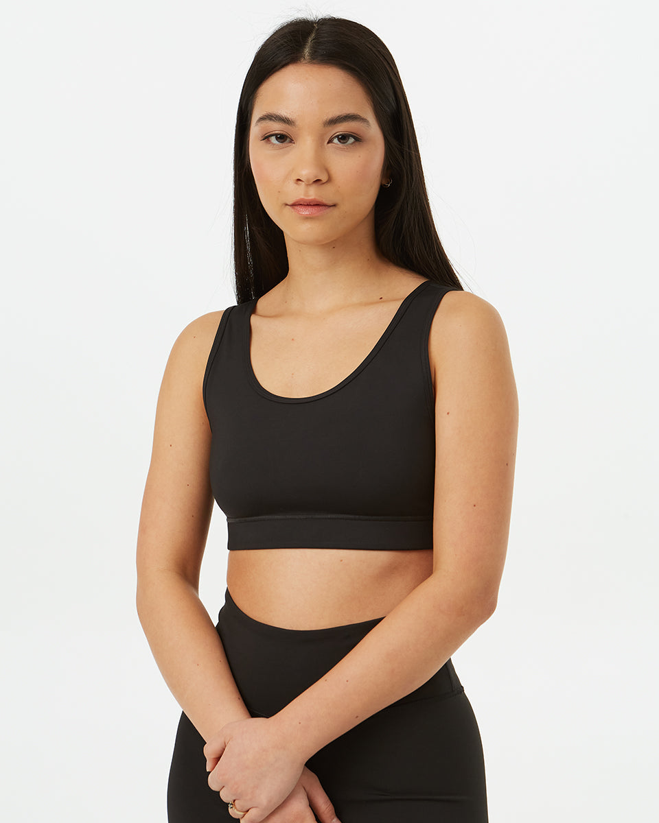 Black Women's Double Scoop Sports Bra