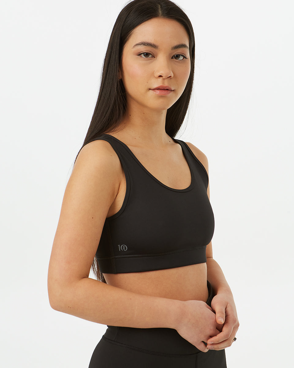 Black Women's Double Scoop Sports Bra