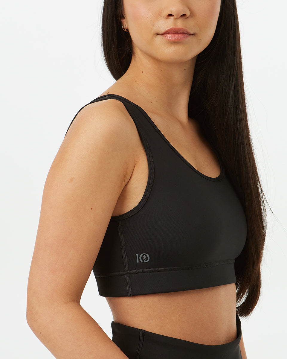 Black Women's Double Scoop Sports Bra