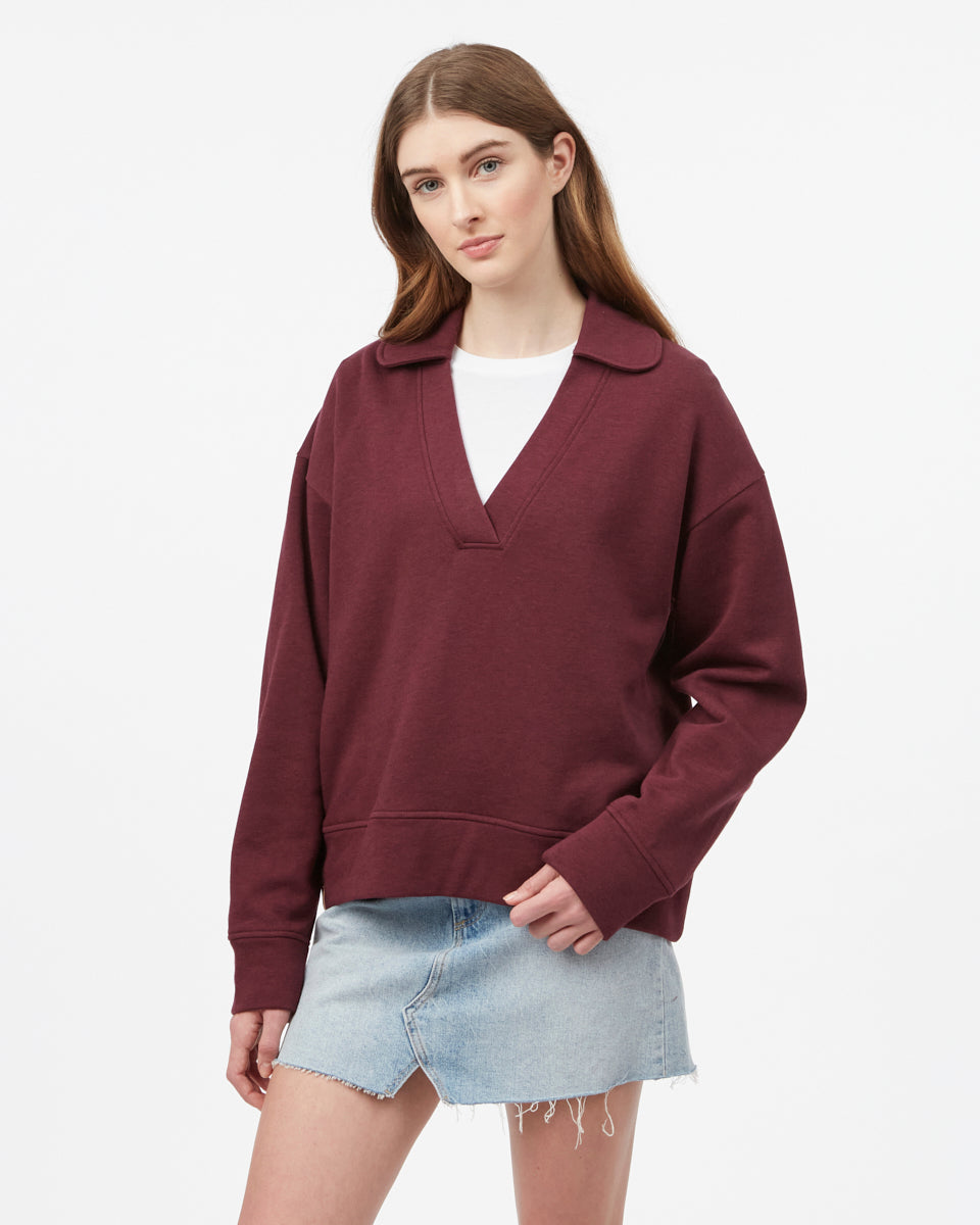 Purple Women's Oversized V Neck Collar Sweatshirt