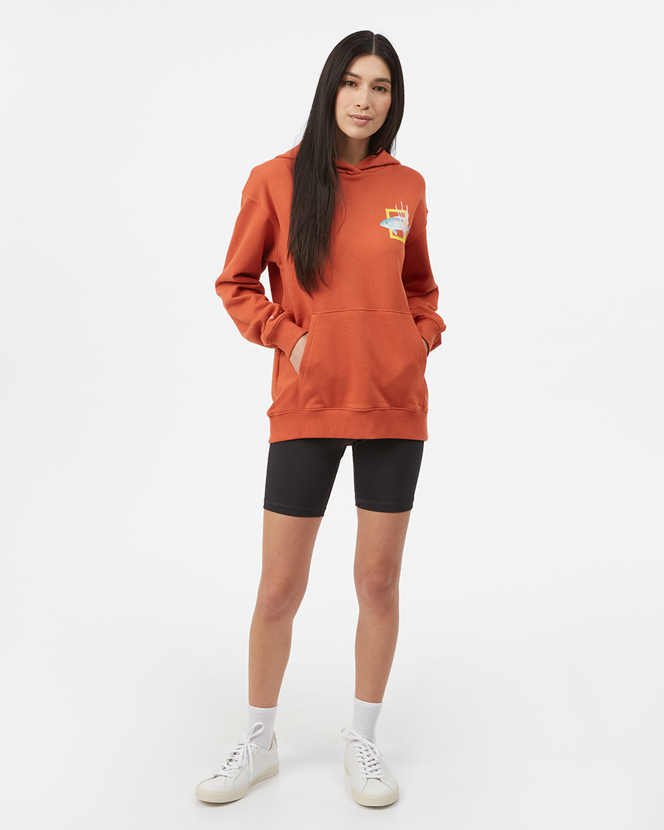 Orange Women's Fish Graphic Pullover