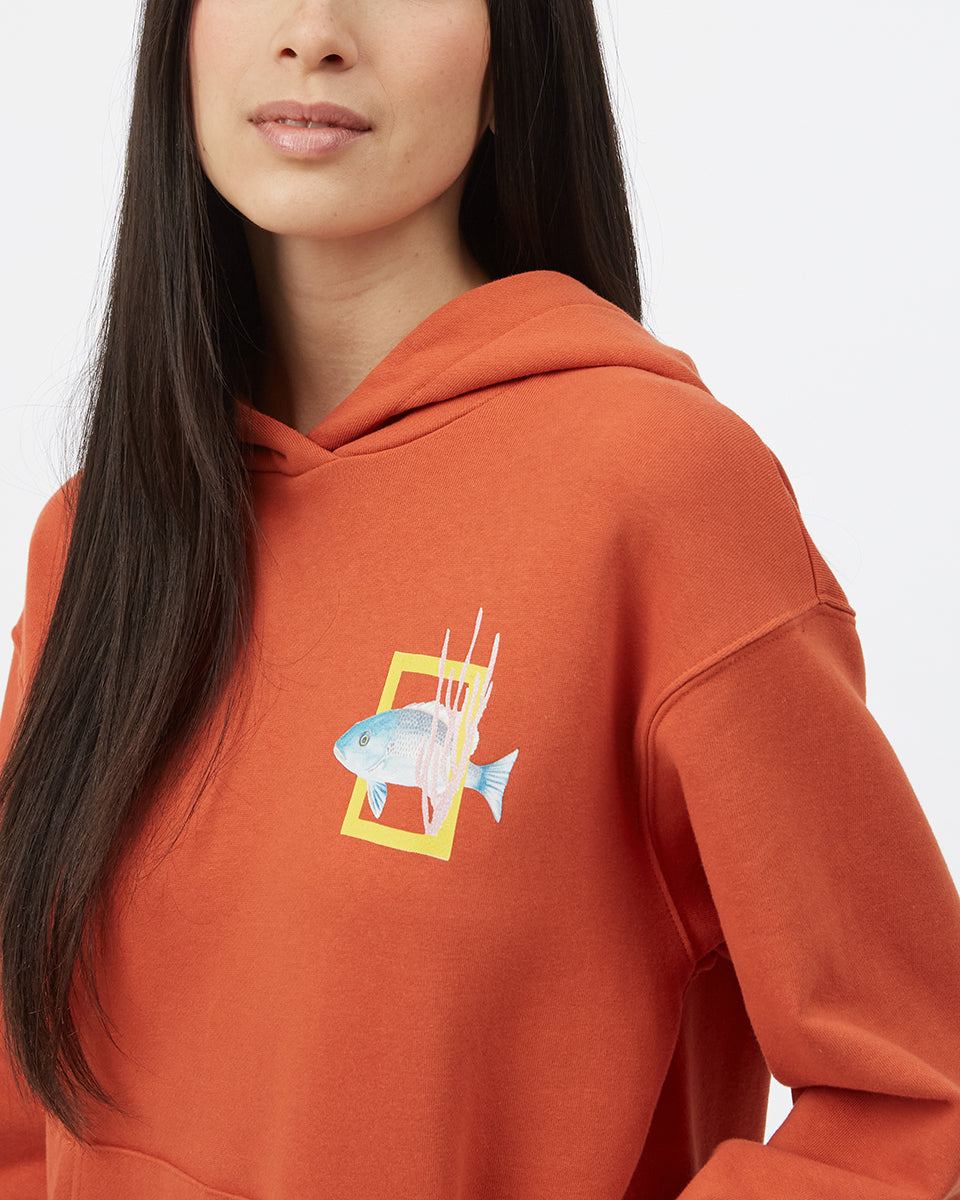 Orange Women's Fish Graphic Pullover