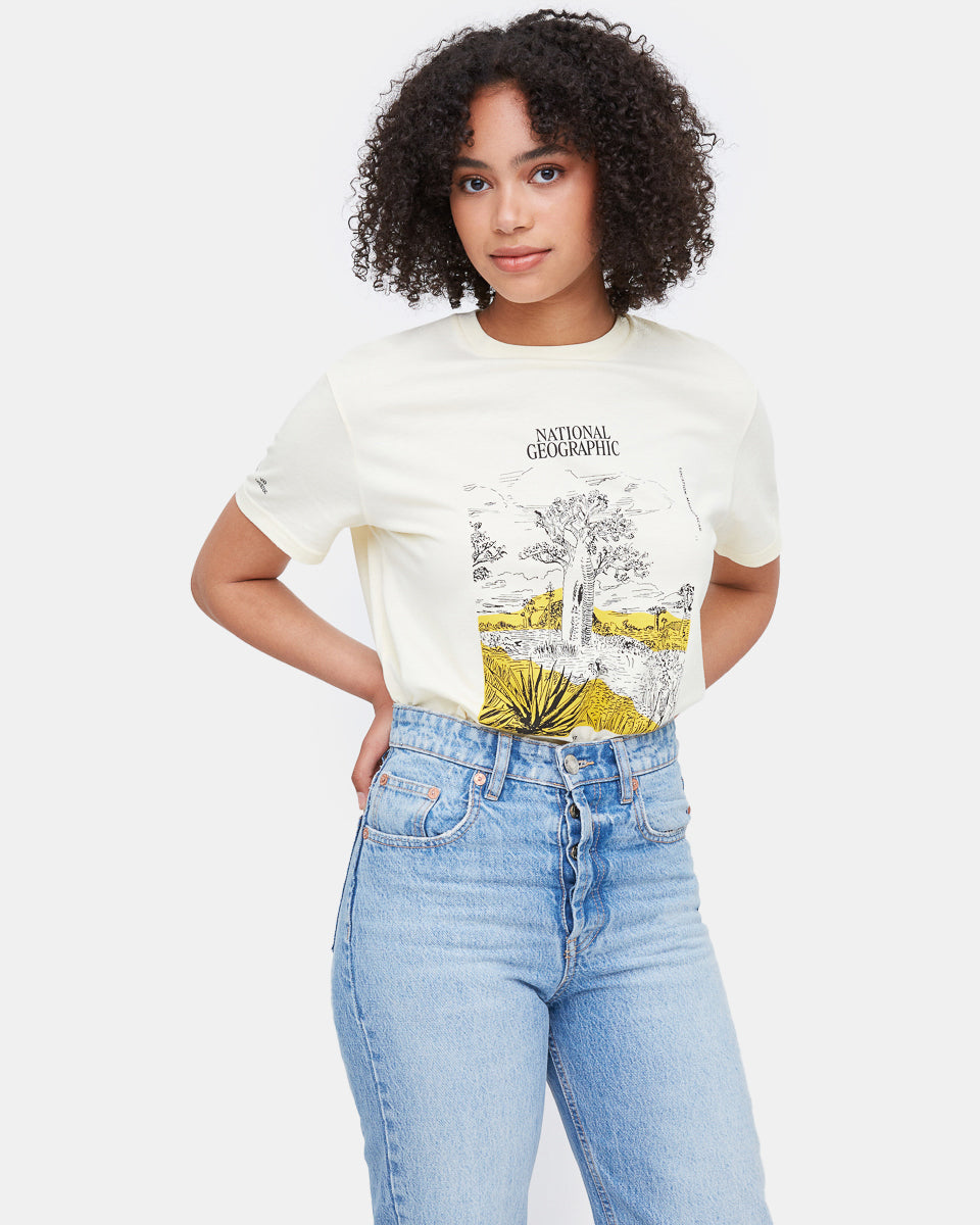 White National Geographic Unisex Graphic Tee