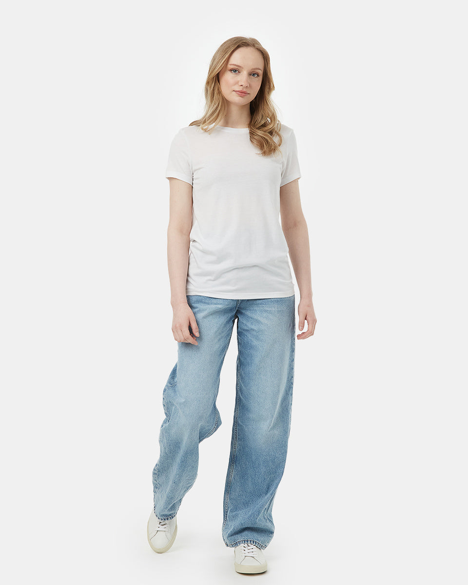 White Recycled Polyester Crew Neck T-Shirt