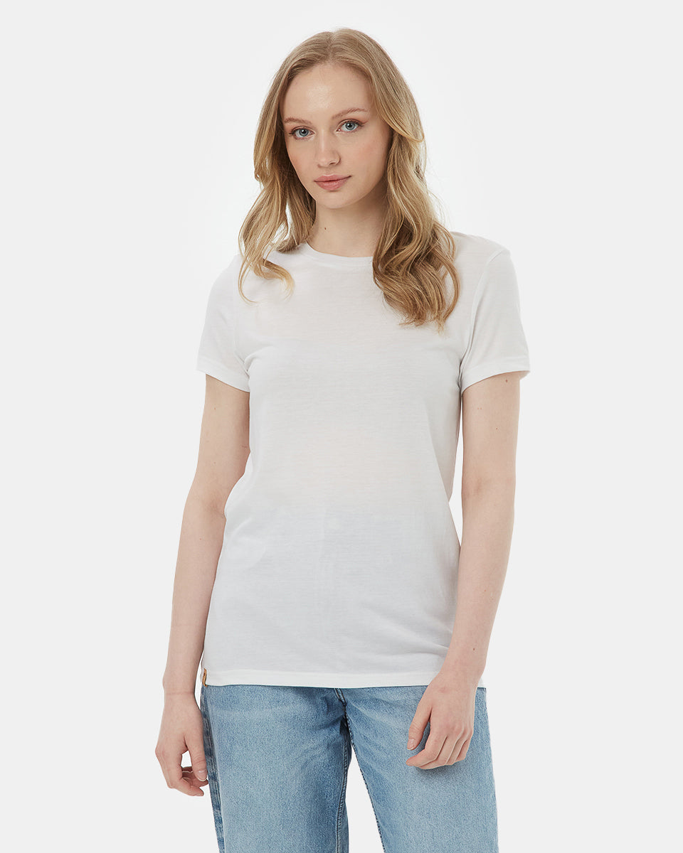 White Recycled Polyester Crew Neck T-Shirt