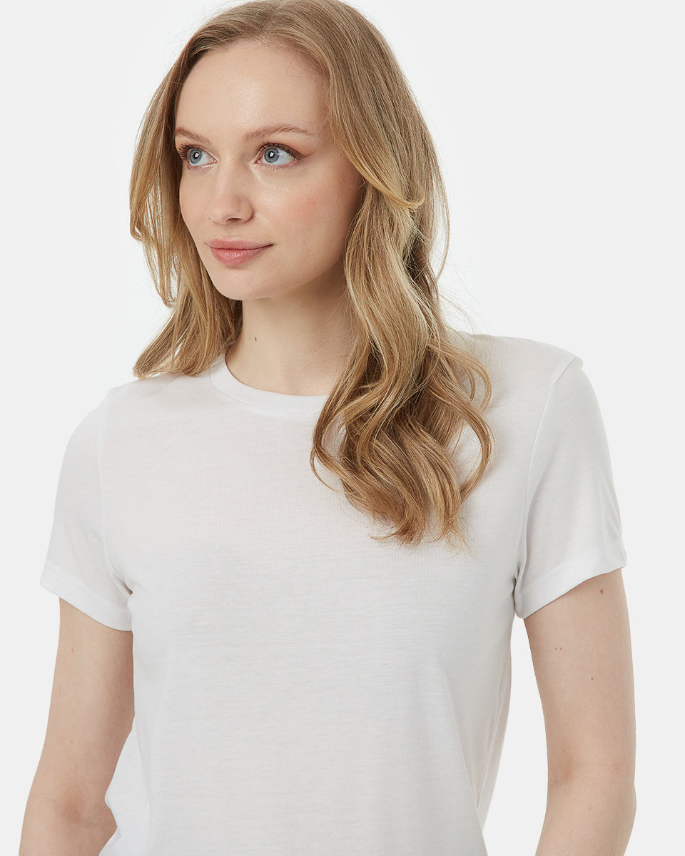 White Recycled Polyester Crew Neck T-Shirt
