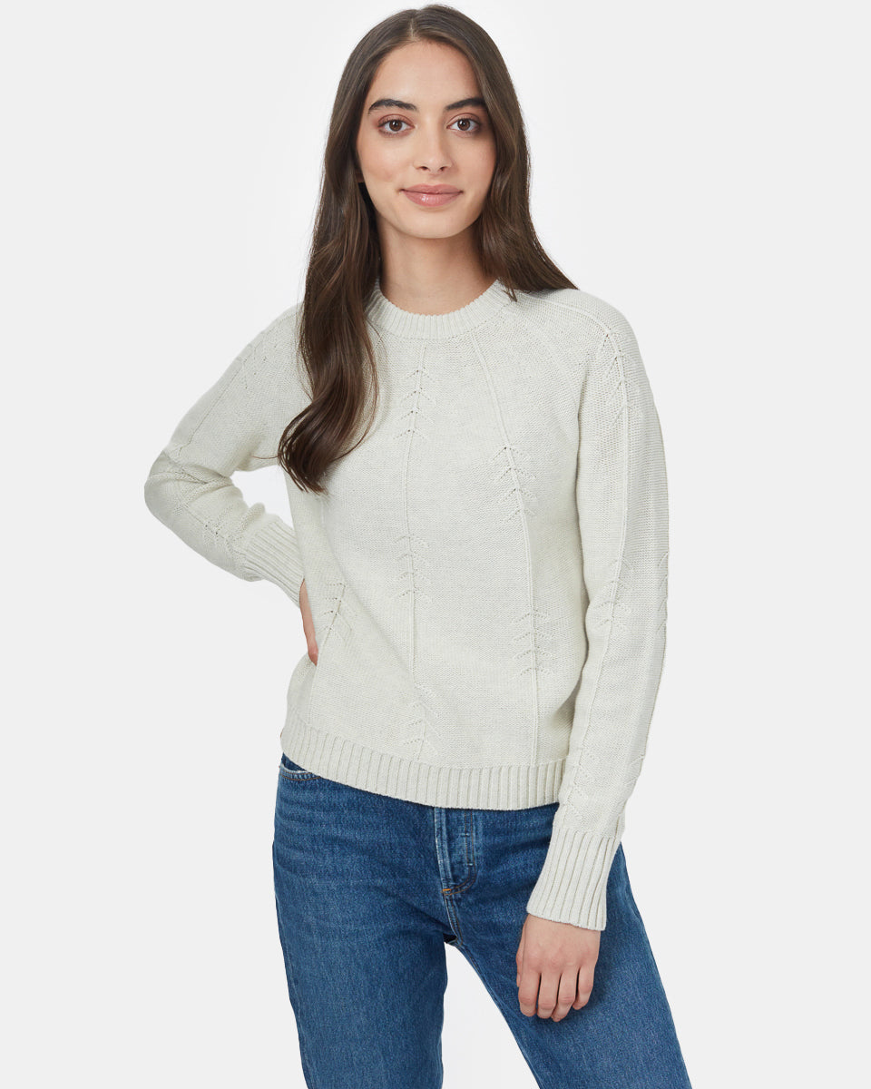 White Women's Knit Wool Ribbed Jumper