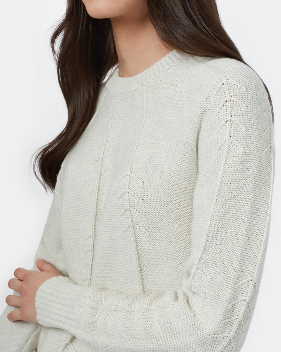 White Women's Knit Wool Ribbed Jumper