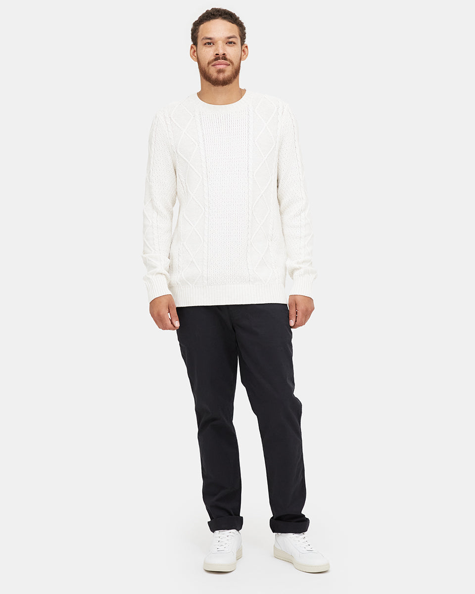 White Men's Organic Cotton Knit Jumper