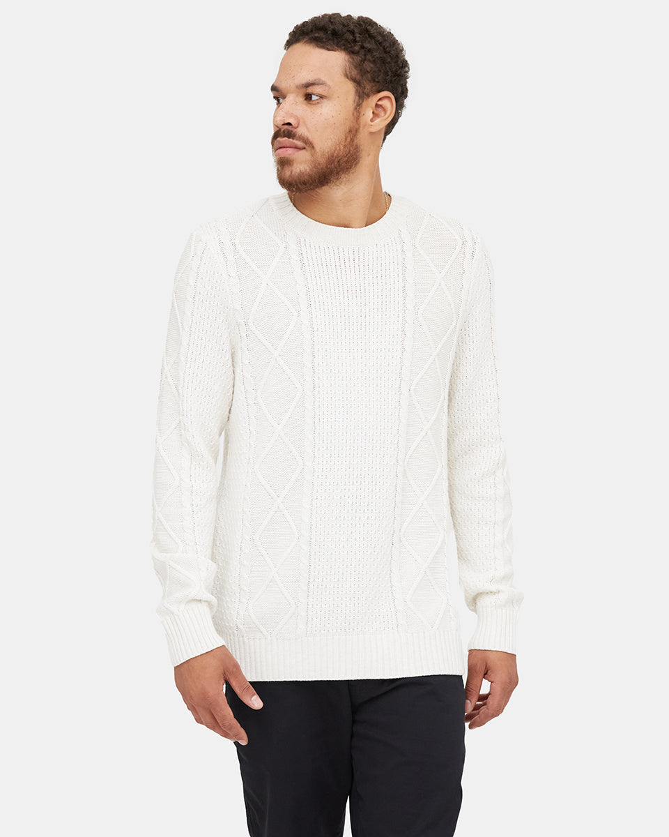 White Men's Organic Cotton Knit Jumper