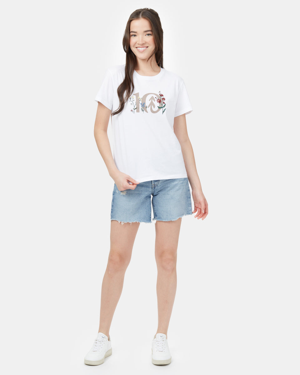 White Recycled Polyester Floral T-Shirt