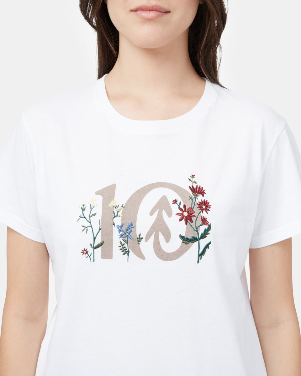 White Recycled Polyester Floral T-Shirt