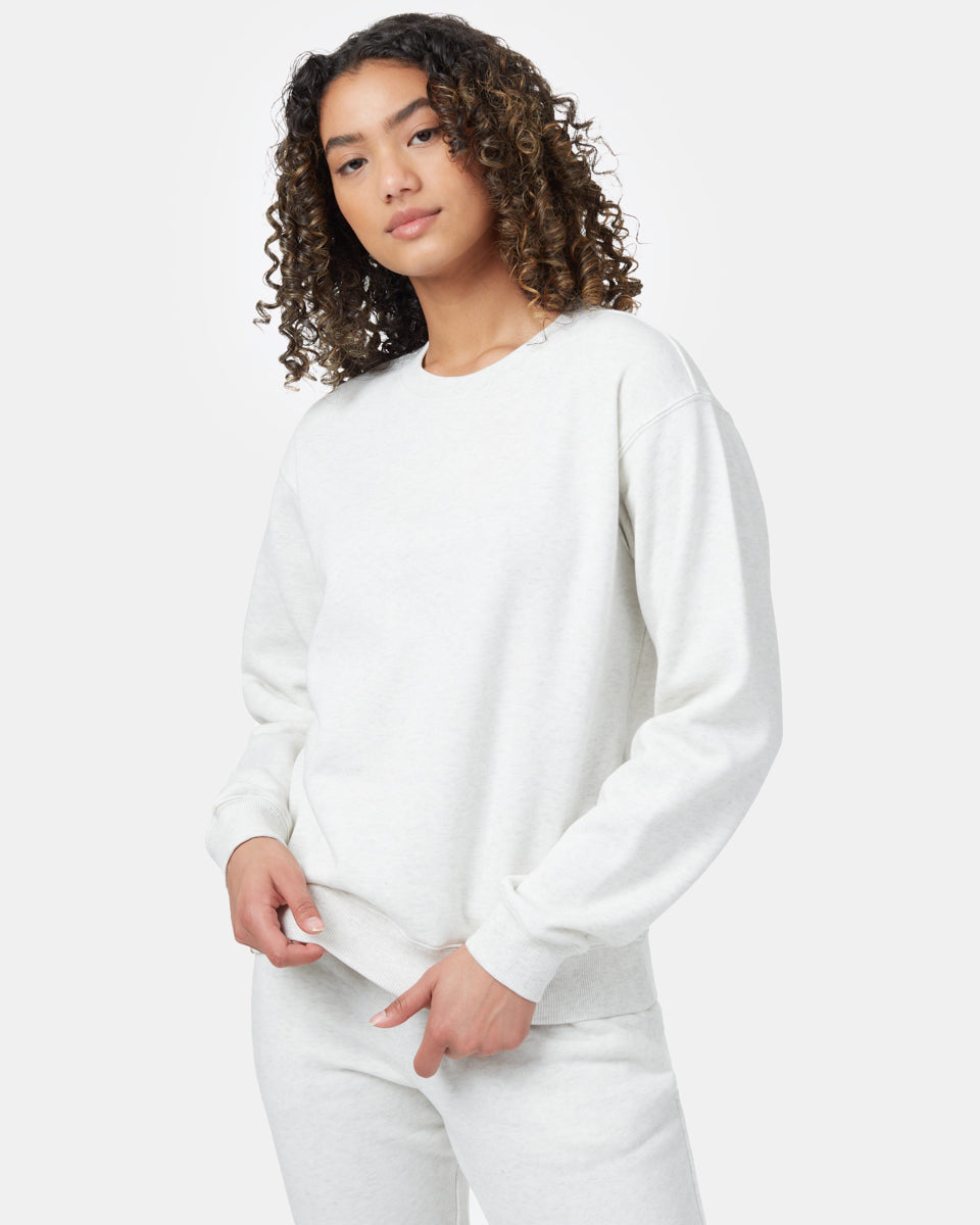 White Women's Fleece Long Sleeve Sweatshirt