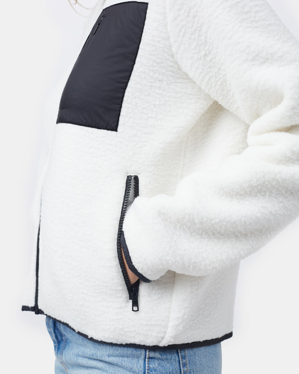 White Women's Fleece Sherpa Zip Up