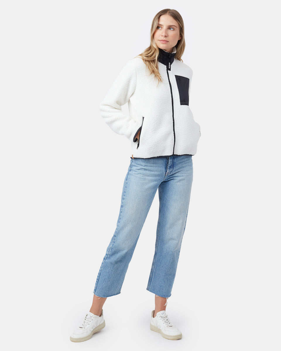 White Women's Fleece Sherpa Zip Up