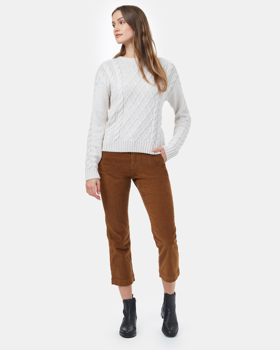 White Women's Knit Wool Ribbed Jumper