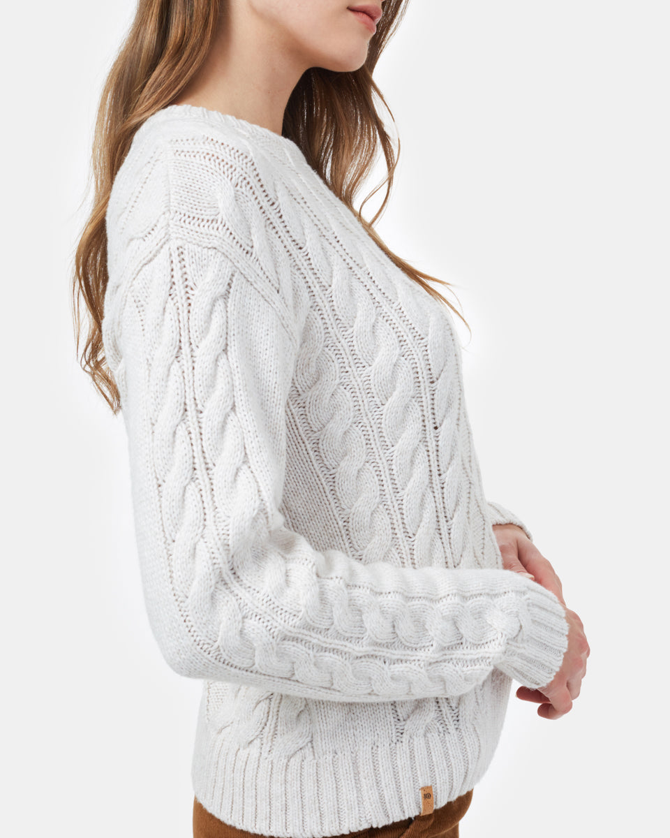 White Women's Knit Wool Ribbed Jumper