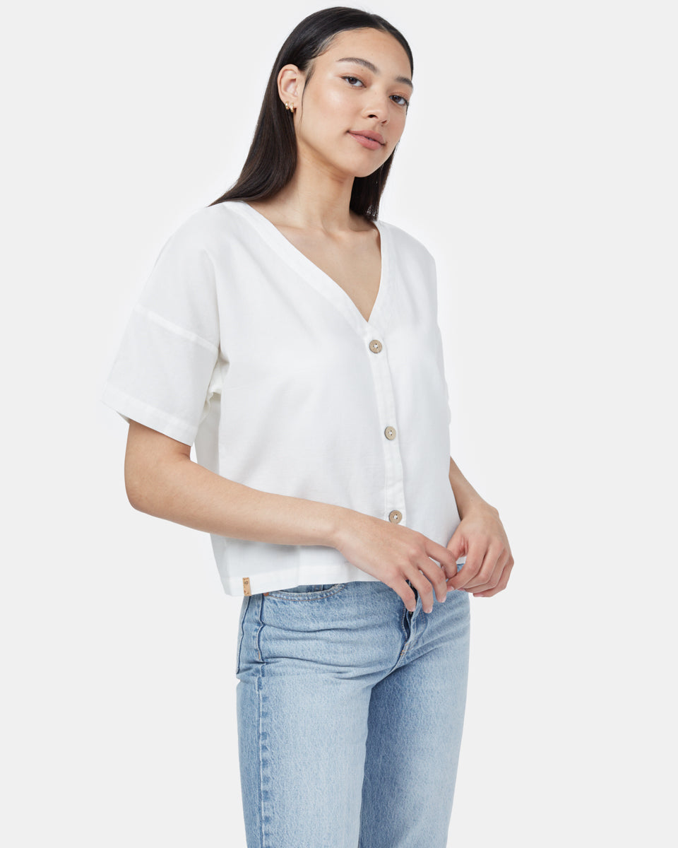 White Women's Organic Cotton Button-Up