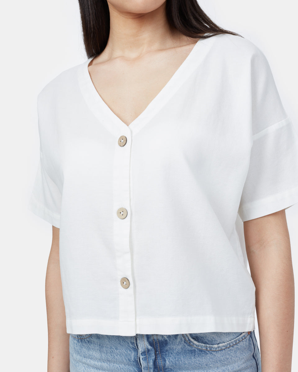 White Women's Organic Cotton Button-Up