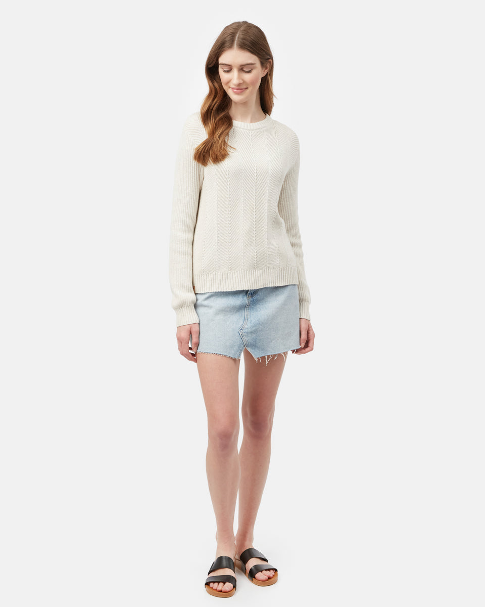 White Women's Organic Cotton Crew Neck Sweater